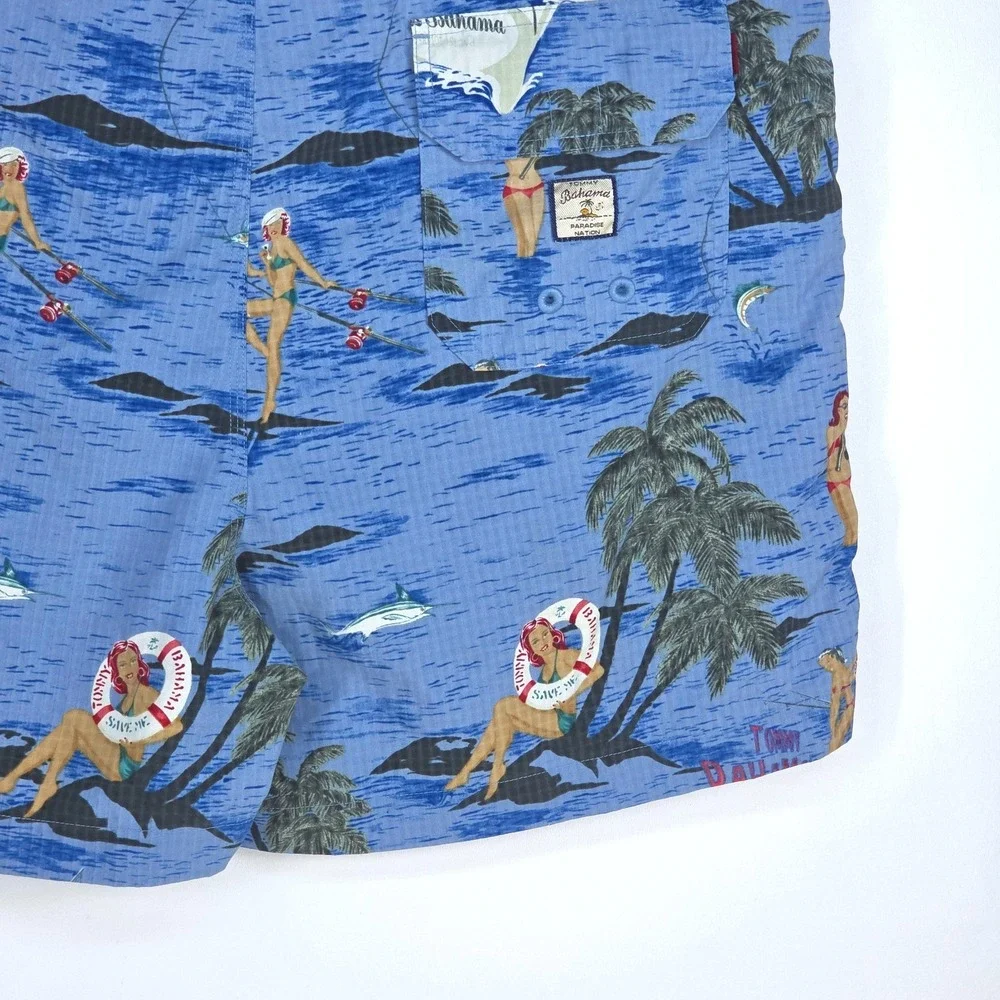 VTG 90s Tommy Bahama Swim Shorts Trunks Medium Paradise Nation Lined Tropical